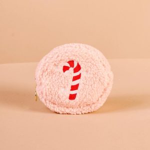 Teddy Circle Pouch - Candy Cane
