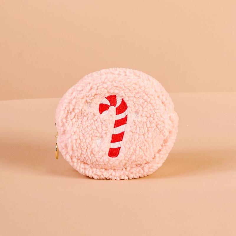 Teddy Circle Pouch - Candy Cane