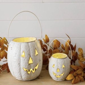 White Metal Jack O Lantern - Choose Size
