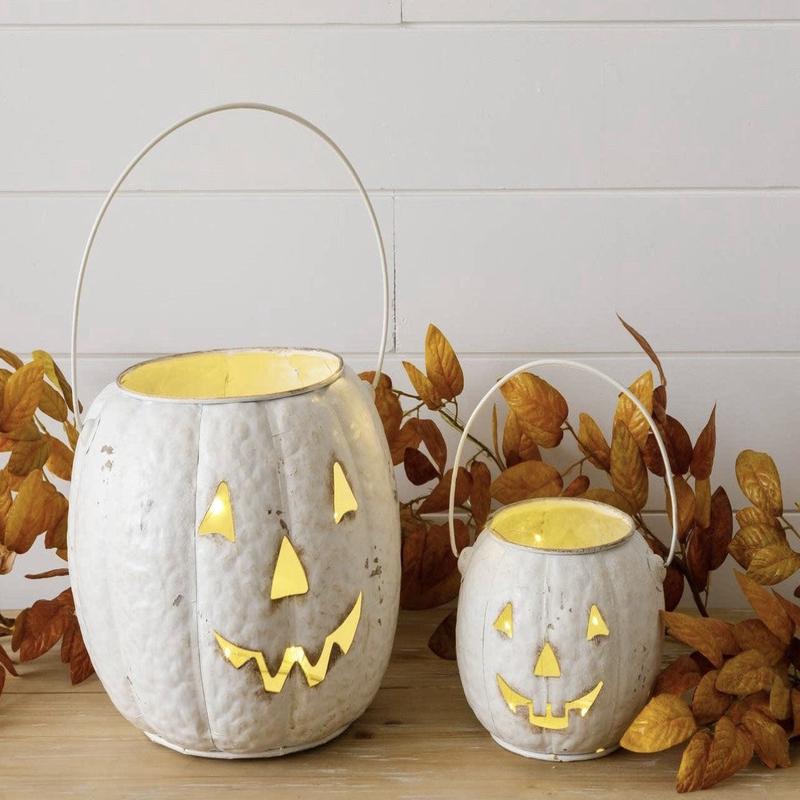 White Metal Jack O Lantern - Choose Size