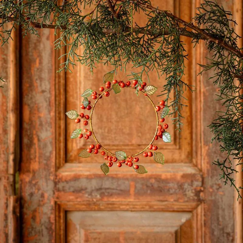 Wooden Pepper Berry Wreath Ornament - Small