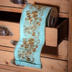 5 Yards Tiffany Embroidered Dupioni Ribbon