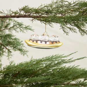 Banana Split Sundae Glass Ornament