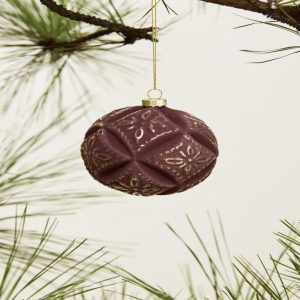 Embossed Velvet Ornament - Raspberry