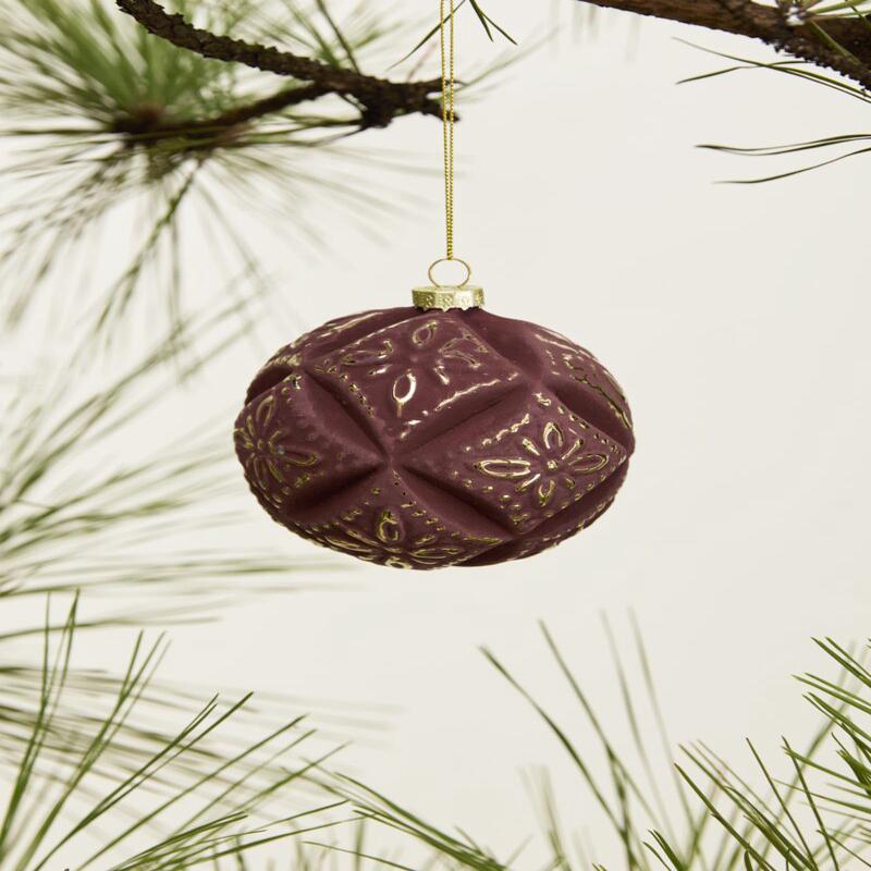 Embossed Velvet Ornament - Raspberry