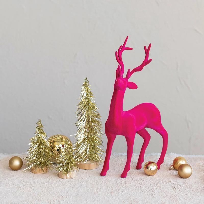 Flocked Pink Reindeer