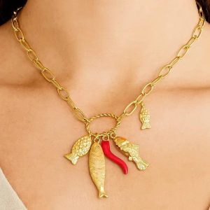 Greta Sardine Fish Charm Necklace