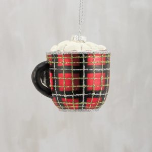 Hot Cocoa Mug Glass Ornament