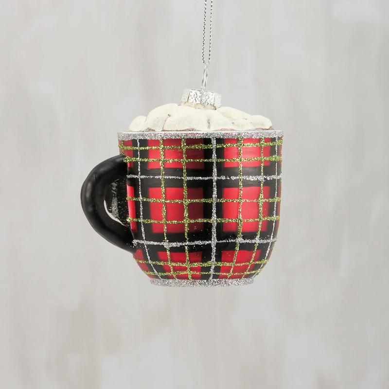 Hot Cocoa Mug Glass Ornament