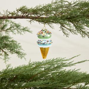 Ice Cream Cone Glass Ornament