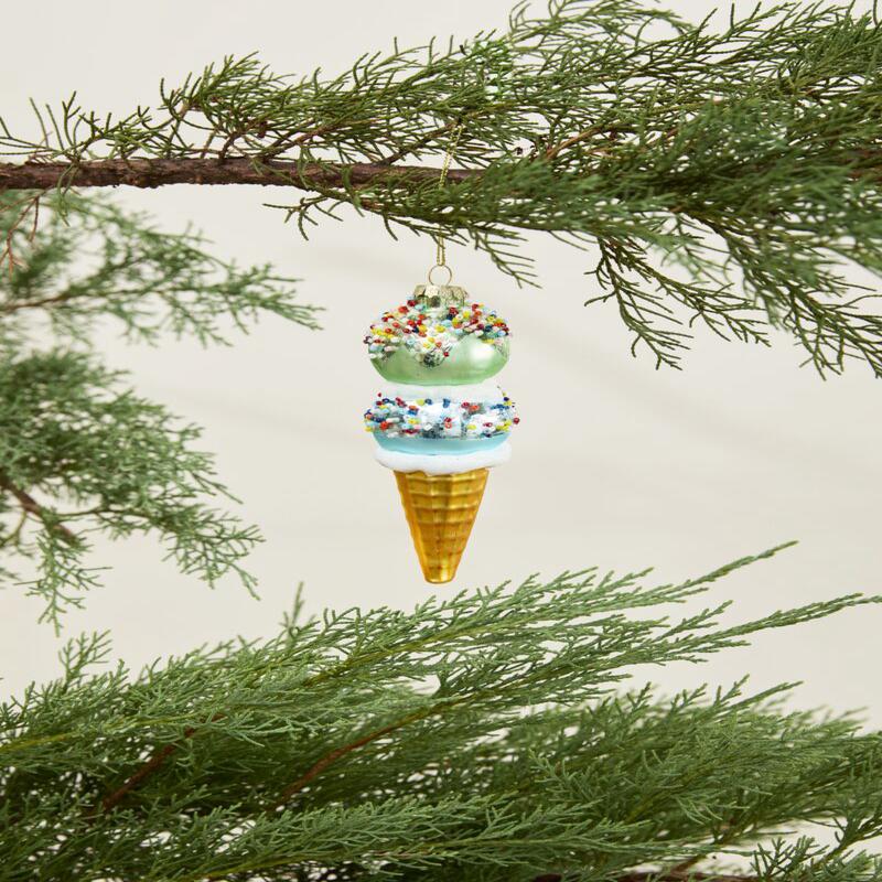 Ice Cream Cone Glass Ornament
