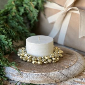 Jingle All The Way Bell Candle Ring Wreath - Gold