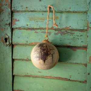 Nordic Santa Aged Zinc Christmas Ball - Choose Size