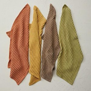 Oversized Stonewashed Cotton Waffle Weave Tea Towel - Choose Color