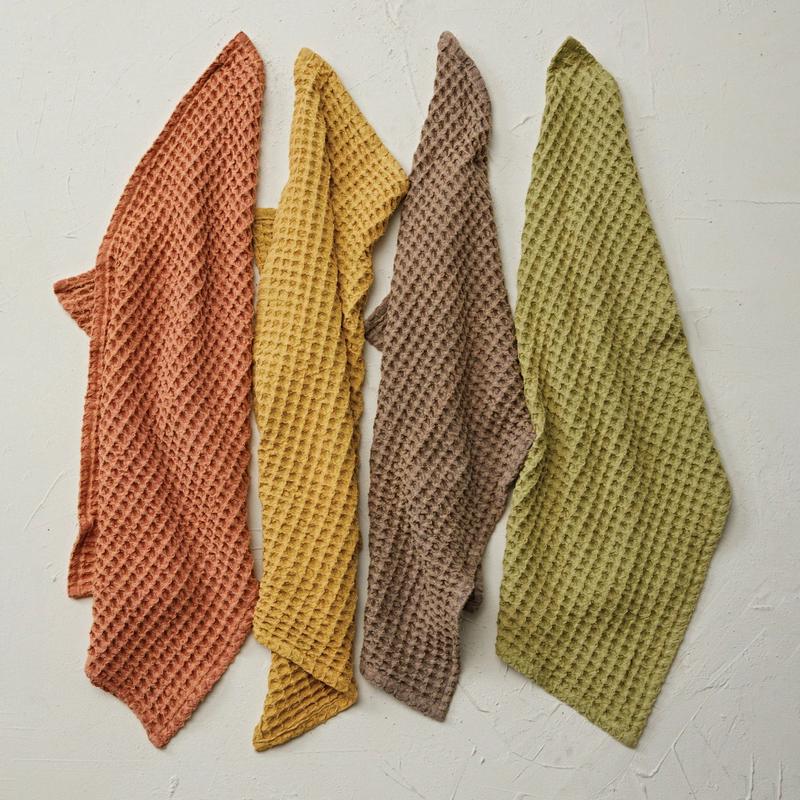 Oversized Stonewashed Cotton Waffle Weave Tea Towel - Choose Color