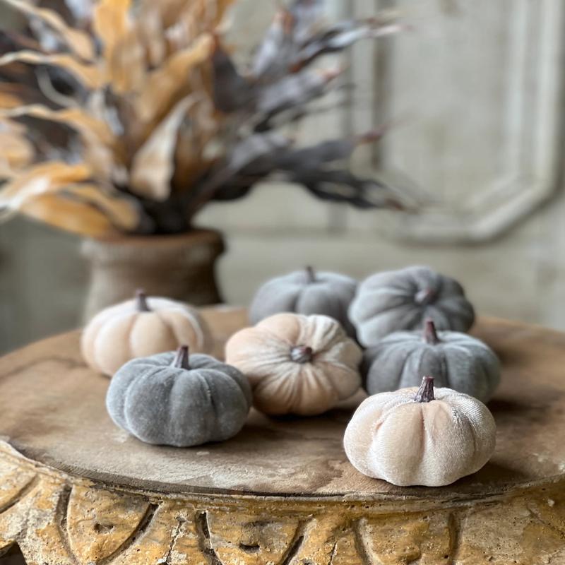 Set of 7 Velveteen Pumpkins