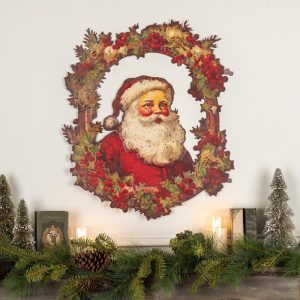 Vintage Style Metal Santa Wall Decor