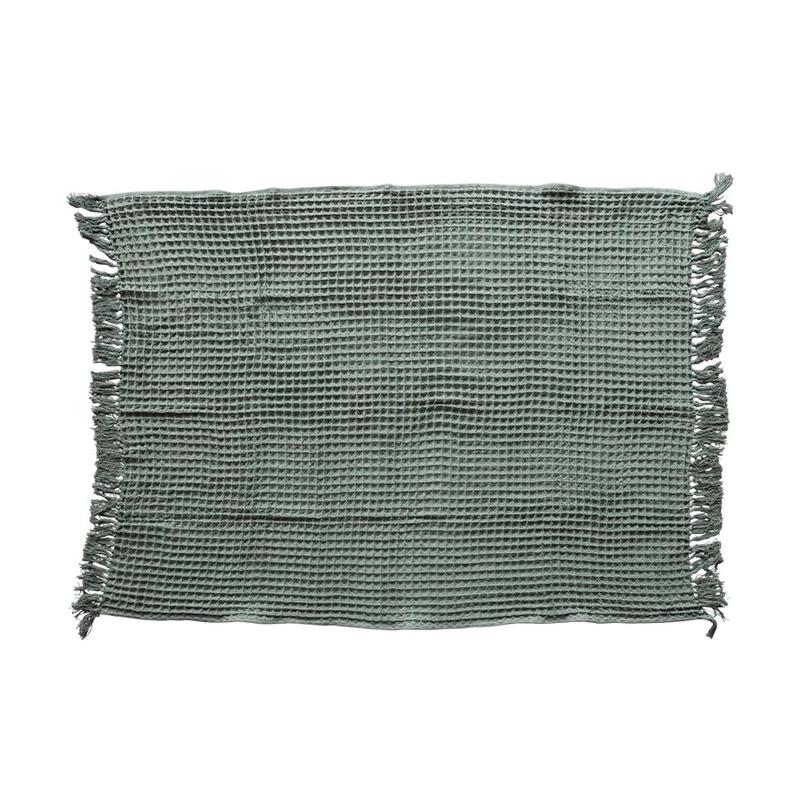 Waffle Weave Throw Blanket - Green