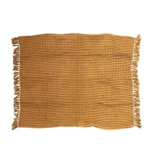 Waffle Weave Throw Blanket - Mustard