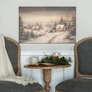 Winter Cottage on Metal Wall Decor