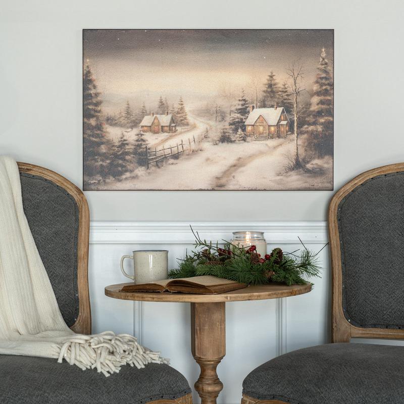 Winter Cottage on Metal Wall Decor