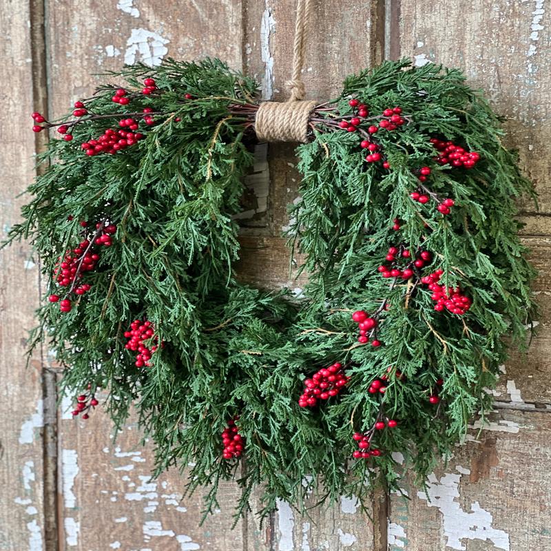 24" Berry Emerald Falls Berry Touch Hanging Wreath