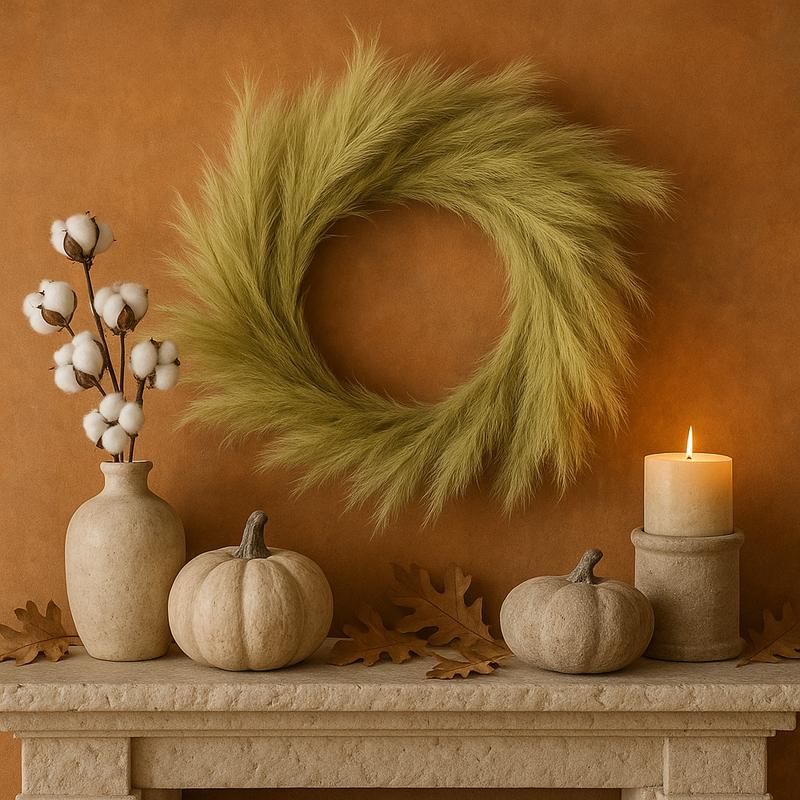 30" Green Pampas Grass Wreath