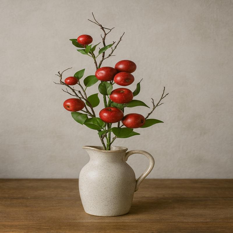 31" Red Apple and Twig Foliage Stem