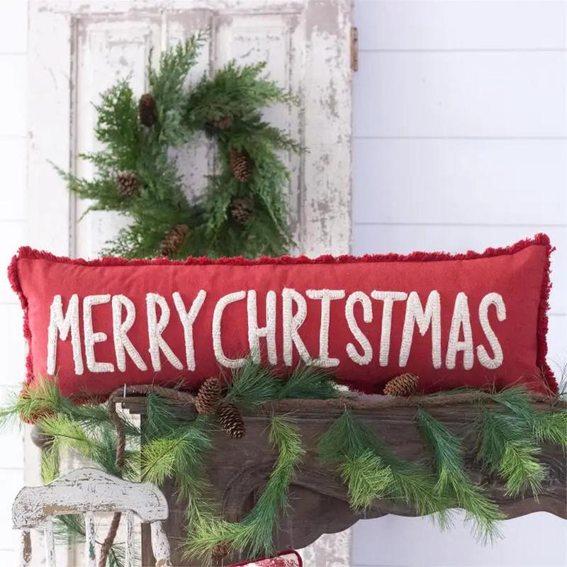 36" Merry Christmas Stone Washed Pillow