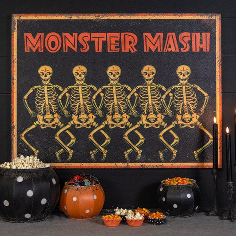 36" Vintage Style Dancing Skeletons Monster Mash Sign