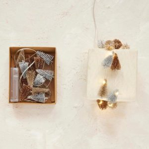 48" Gold Champagne and Silver Bottle Brush Trees LED String Lights