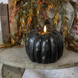 5" 3D Flame Pumpkin Candle - Black