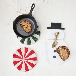 8" Tufted Candy-Striped Trivet - Choose Style