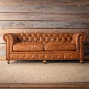 84" Grand Oaks Leather Chesterfield Sofa