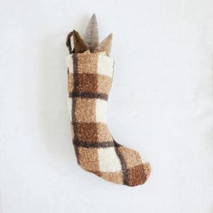 Brown Plaid Sherpa Holiday Stocking