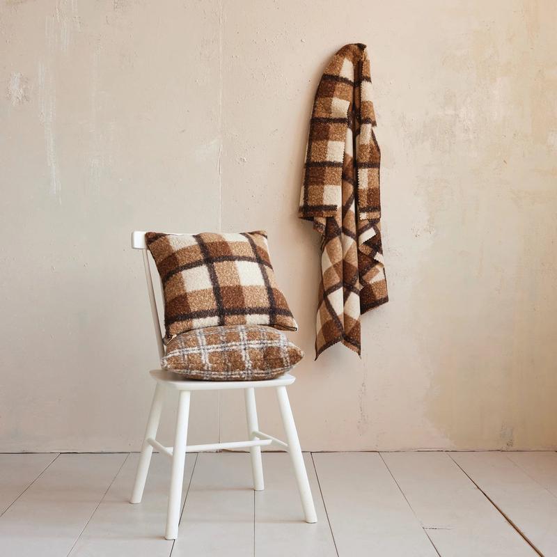 Brown Plaid Sherpa Throw