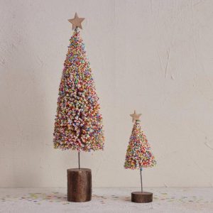 Colorful Bead Christmas Tree with Wood Base - Choose Size