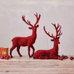Flocked Burgandy Deer - Choose Style