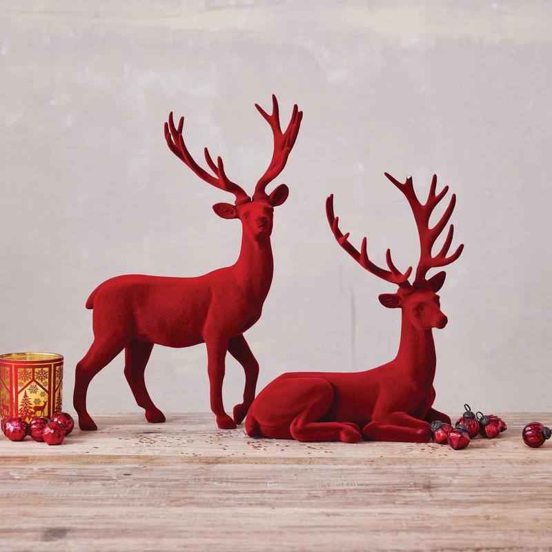 Flocked Burgandy Deer - Choose Style