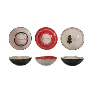 Hand-Painted Stoneware Bowl with Holiday Design - Choose Style