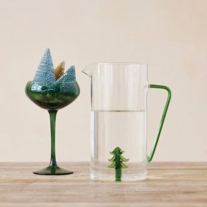 Holiday Pitcher with Hand Blown Tree