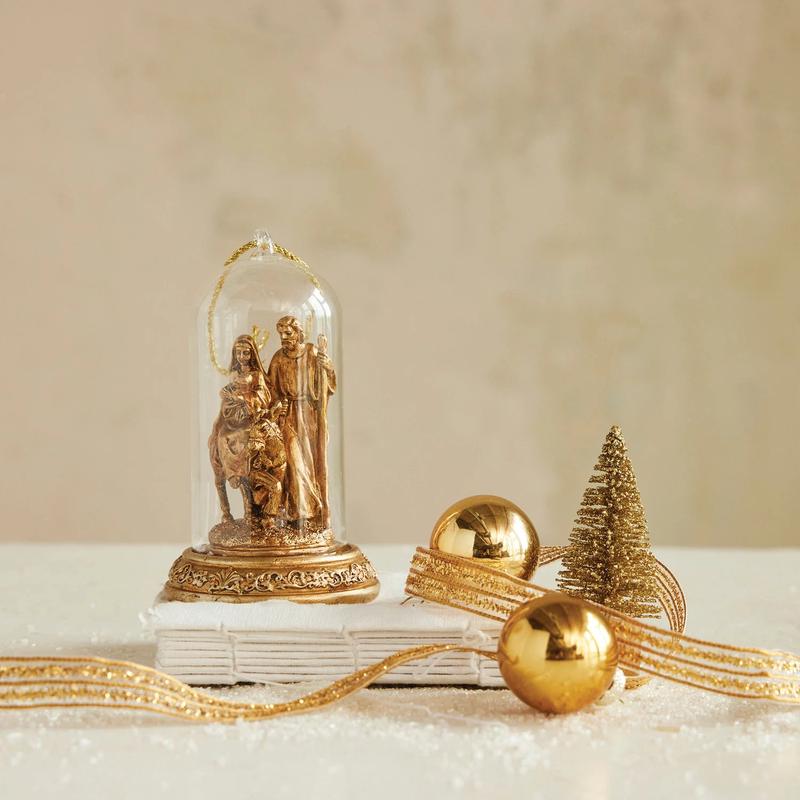 Holy Family Cloche Ornament with LED Light
