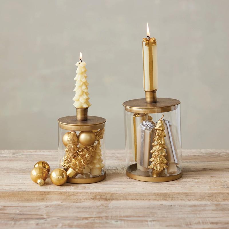 Metal & Glass Taper Holder and Container - Choose Size