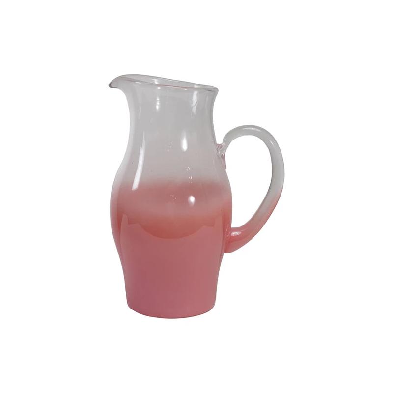 Pink and White Glass Cocktail Pitcher