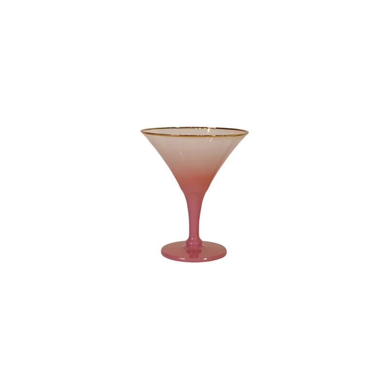 Pink Cocktail Glass With Gold Rim