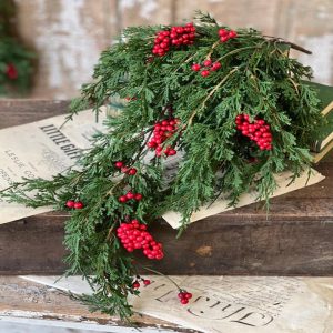 Real Touch Emerald Falls with Berries Hanging Stem