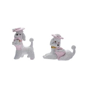 Resin Vintage Style Poodle Ornament with Hat & Basket- Choose Style