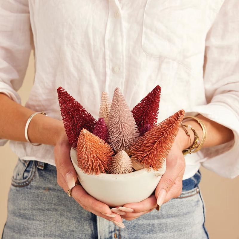 Set of 10 Pink Hues Bottle Brush Trees