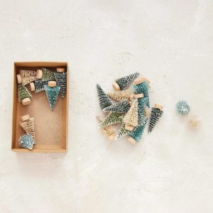 Set of 24 Snow Finish Bottle Brush Trees