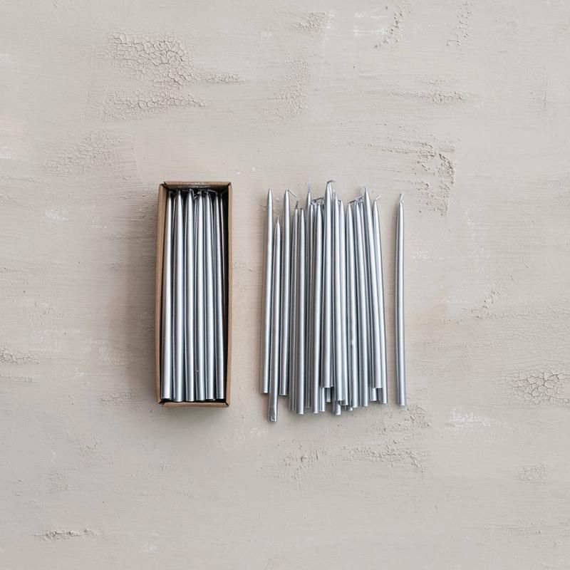 Set of 24 Thin Tapers - Silver